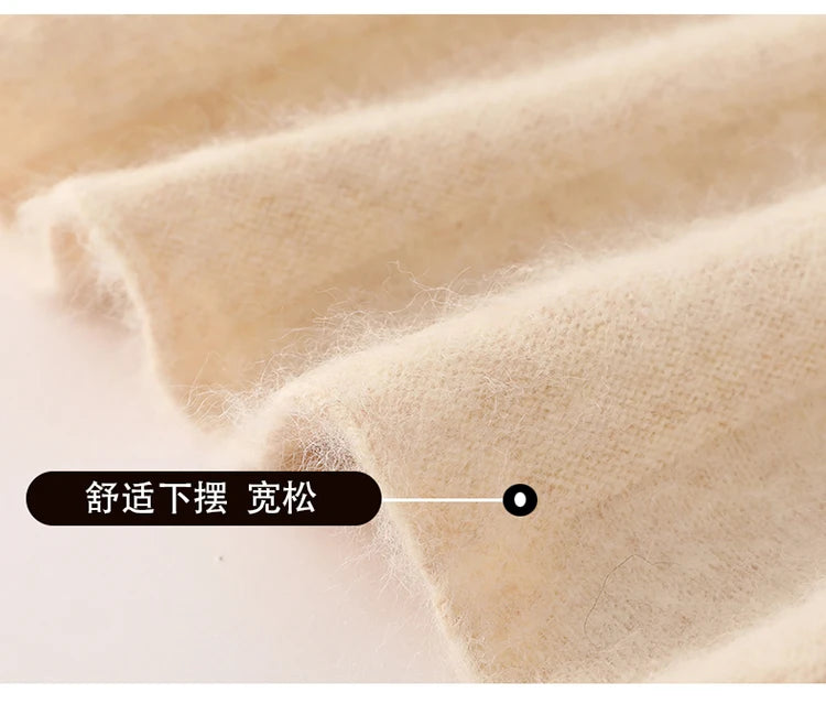 mink cashmere skirt Fashion long dress women A-line skirt autumn winter loose pleated skirt elegant high-waisted skirt ladies