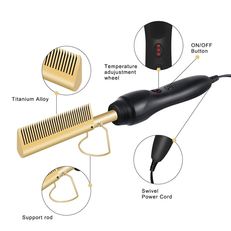 Hot Comb Straightener Electric Hair Straightener Portable Hot Comb Electric Hot Comb For Wigs.