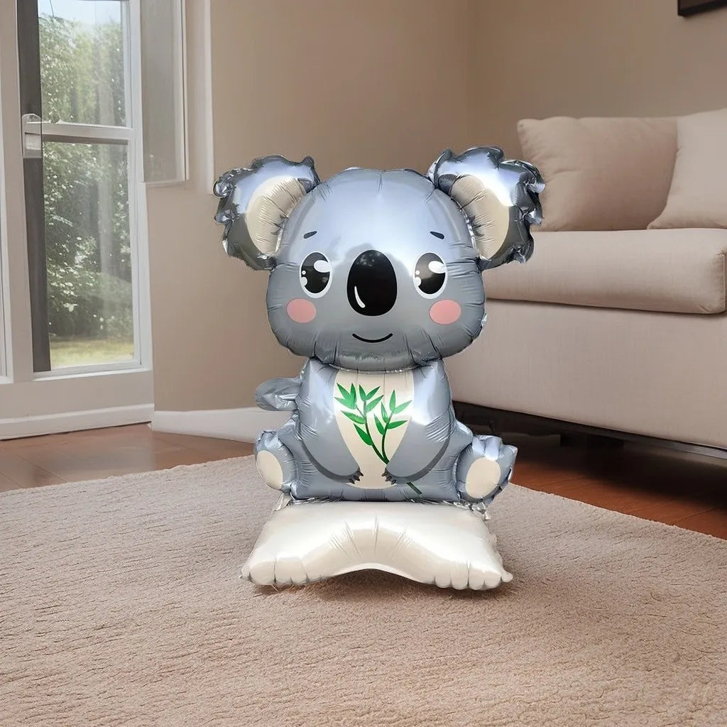 3/2 Stück Dschungel-Tier-Folienballons mit Ständer – Koala-Elefant-Fuchs für Geburtstag, Hochzeit, Karneval, Themendekorationen.