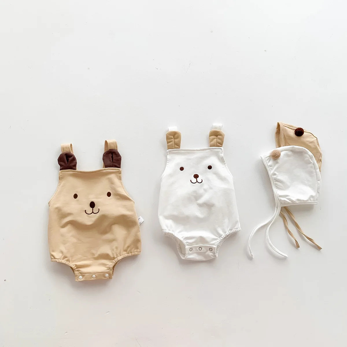 2023 neue Im Sommer Infant Neugeborene Baby Mädchen Jungen Cartoon Bär Druck Outfits Kinder Baumwolle Overalls Geschenk Hut Bodys.