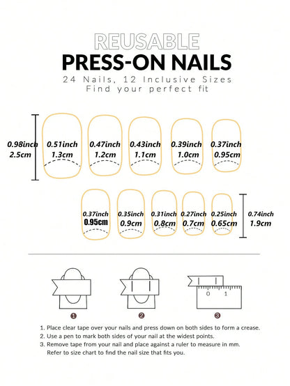24pcs Medium Square White French Fake nails， Bow on nails Detachable And Reusable Jelly Glue 1pc Cuticle Pusher.