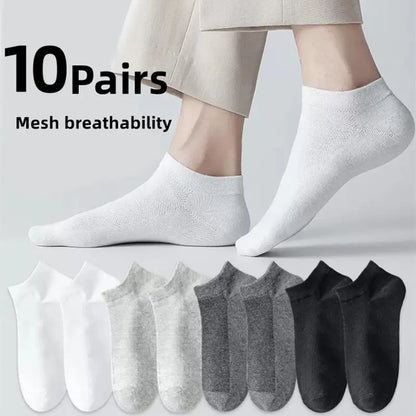 10 Pairs Men's Breathable Mesh Summer Short Socks, Sports Versatile Cotton Socks at Discount Price Sports and Casual Wear.