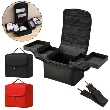 Folding Manicurist Toolbox Portable Cosmetic Bag Travel Makeup Case.