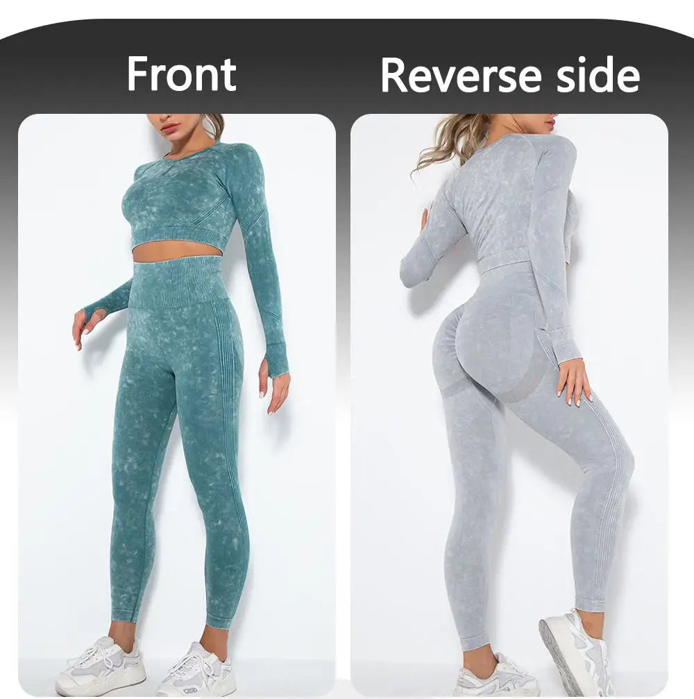 Seamless Yoga Set Gym Clothes Women's Sportswear Yoga Suits Women Fitness Set Tracksuits Sports Outfits Long Sleeve Gym Leggings