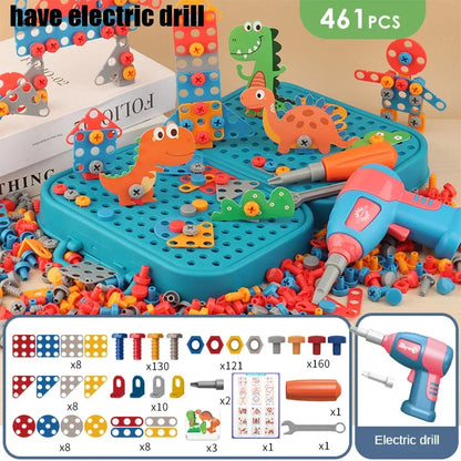 Children Toys Tool Set Electric Drill Screw Nut 3D Puzzle Toys Pretend Play Repair Tool Box Drilling Assembly Educational Toys.