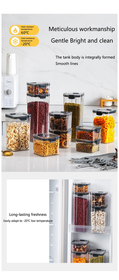 Dry Food Storage Box Food Containers Transparent Stackable Kitchen Spaghetti Noodles Sealed Tank Cans Organizers Bottles.