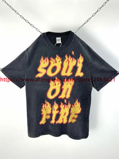 SAINT Vintage NIN Nine-inch Nail T-Shirts Best Quality Vintage Washed T Shirt Tee Tops