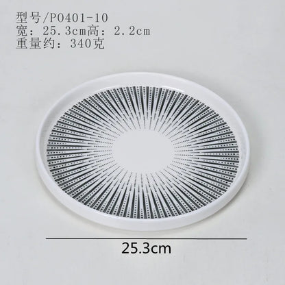 Melamine Tableware Set Round Dinner Plate Western Steak Plates Serving Fruit Salad Bowl Dessert Snack Tray.