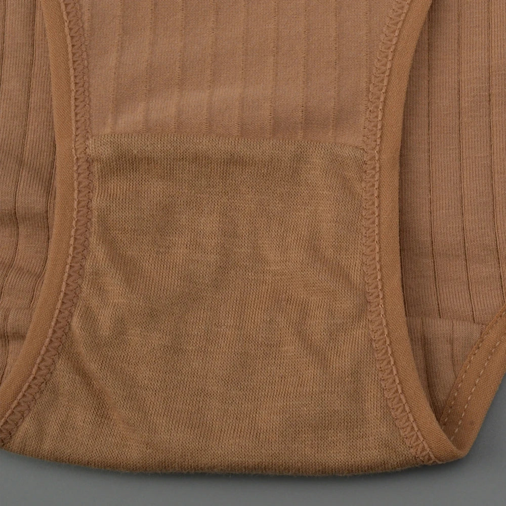 1pc Women's Cotton High Waist Panties – Vertical Stripe Plus Size Underwear Breathable Solid Lingerie Shorts Simple Lady Briefs.