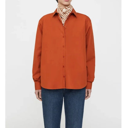 LUXURY Women's Vertical Striped Shirt, Short Front and Back, Short, Vertical Striped Shirt, Loose Long Sleeve, Commuter Style