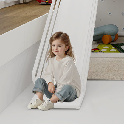 Twin Over Twin Etagenbett mit Rutsche für Kinderzimmer, hausförmiges Bettgestell mit Leiter, kein Boxspringbett erforderlich und einfach zu installieren