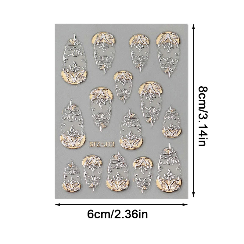 French Tips Nail Sticker 5D Embossed Crystal French Nail Decals Gold Silver Black Line Design Adhesive Slider Nails Art.