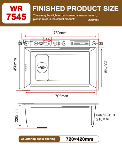 Versteckte Tassenwaschmaschine, Küchenspüle aus Edelstahl, kleiner Einzeltank mit Deckel, multifunktionales Bar- und Balkonwaschbecken