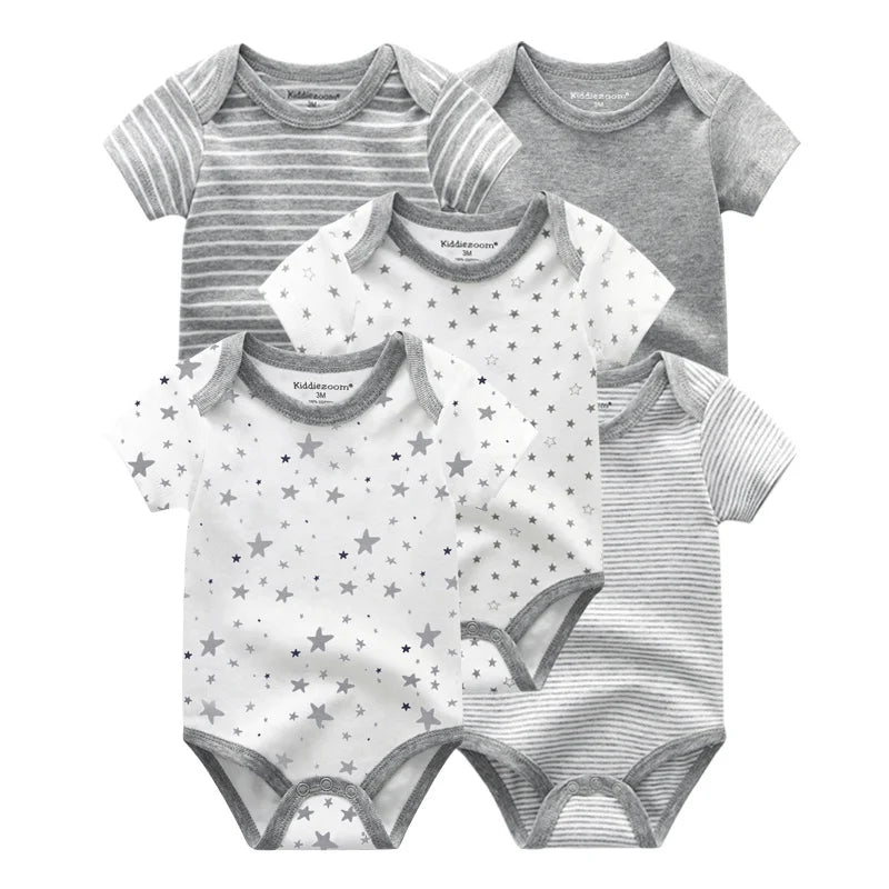 Kiddiezoom 5 Teile/los Vier Jahreszeiten Mode Cartoon Kurzarm Baby Junge Mädchen Bodys Weiche Unisex Neugeborenen Onesies Kleidung.