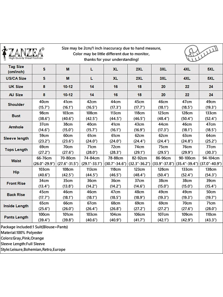 ZANZEA Fashion Women Two Pieces Sets Long Sleeve Lapel Shirt Wide Leg Pant Sets 2PCS Holiday Outfits Casual OL Work Tracksuits.