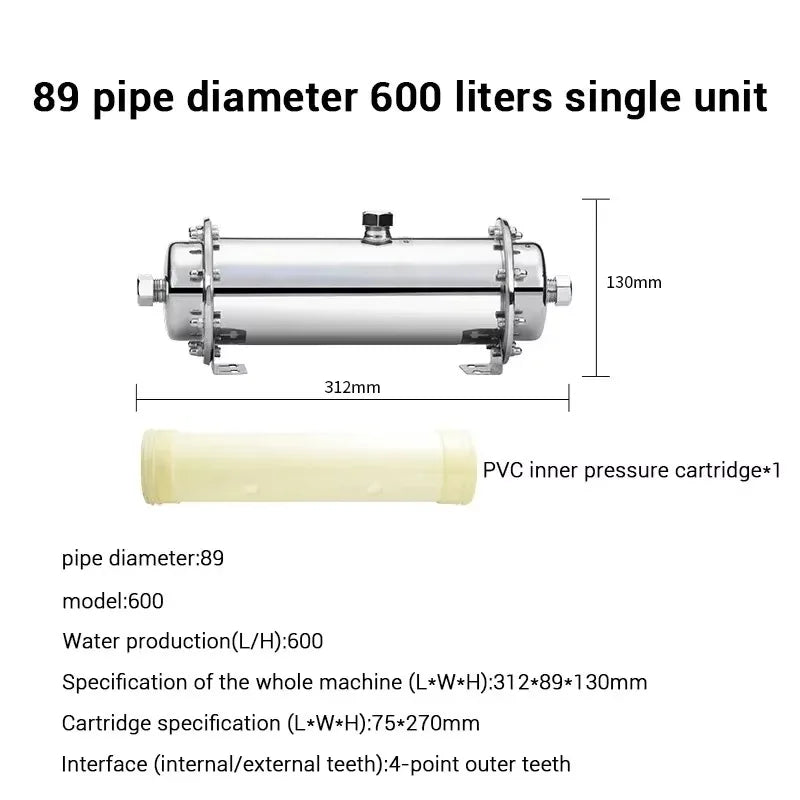 DIVEDEER 304 Stainless Steel Water Purifier PVDF Ultra Filtration Water Purifier Commercial Home Kitchen Direct Drinking Filter.