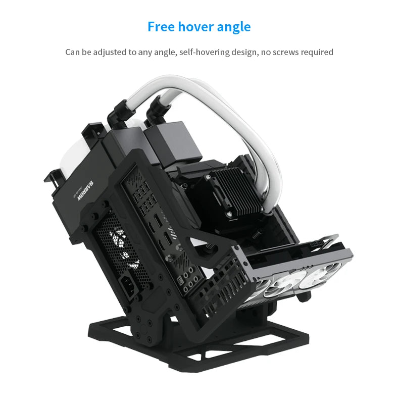 Barrowch ITX Open Frame Aluminum Alloy Water-cooling Computer Case DIY Adjustable Angle PFT-01.