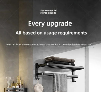 Beliebter Stil, 40/50 cm, selbstklebende Wandhalterung für Badezimmer, wasserdicht und rostfrei, Aufbewahrungsregal mit Haken, Handtuchhalter