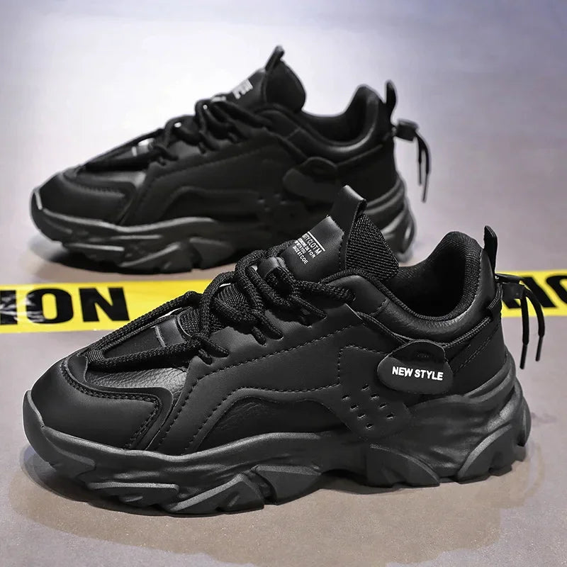 Men Sneakers Mesh Men Shoes PU Leather Platform Casual Sneakers Increased Vulcanized Shoes Light Running Shoes Tenis Masculino.