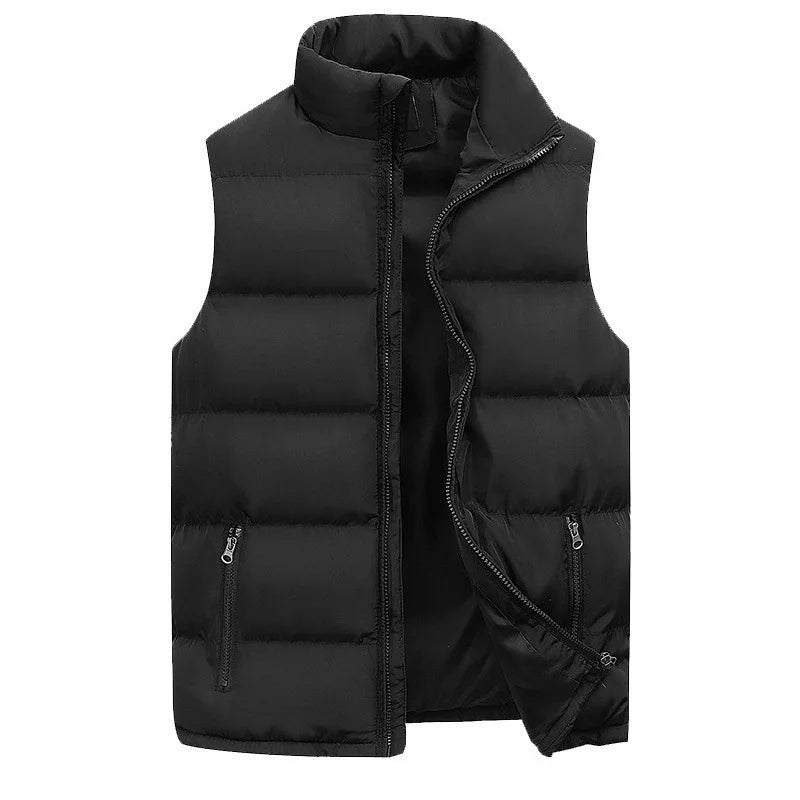 Mens Vest Jacket Warm Sleeveless Jackets Winter Waterproof Zipper Coat Autumn Stand-up Collar Casual Waistcoat Brand Clothing.