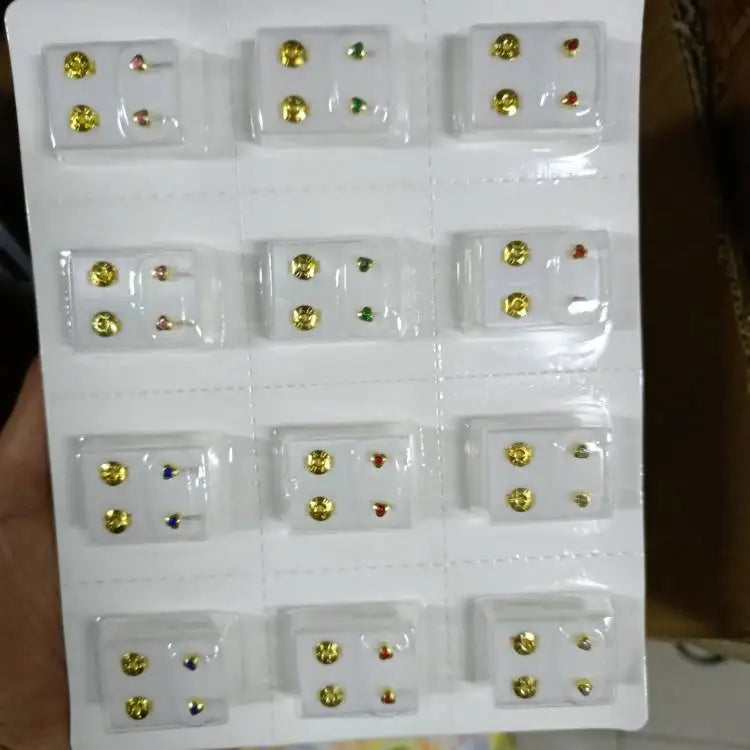 12Pairs Medical Earrings Piercing Tools Set Crystal Ear Stud Surgical Steel Stopper for Body Ear Piercing Gun Fashion Jewelry