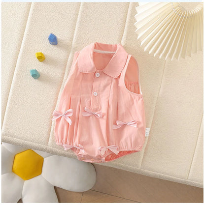 Sommer Säuglings Body Kleidung 3-24M Nette Schleife Kleinkind Neugeborene Artikel Baby Dünne Lose Ärmel Ein Stück.