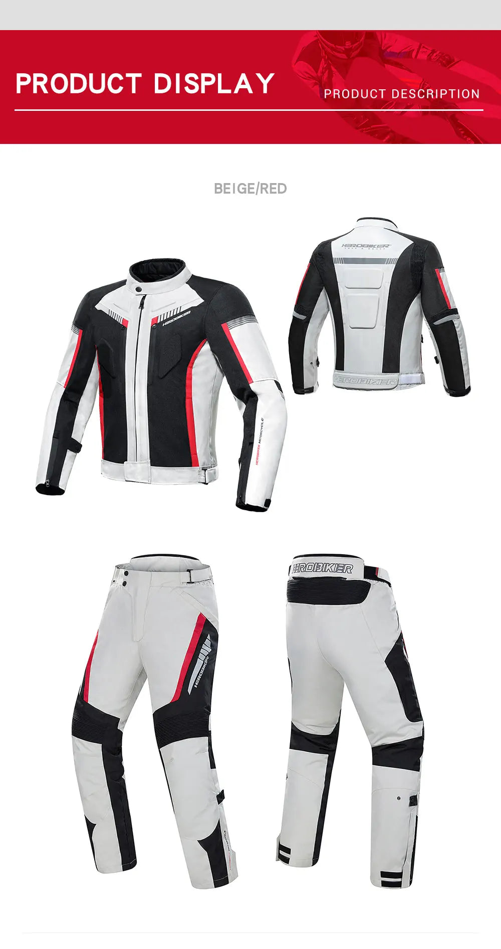 HEROBIKER Waterproof Motorcycle Jacket Man Racing Jacket Wearable Motorcycle Pants Moto Clothing With EVA Protection