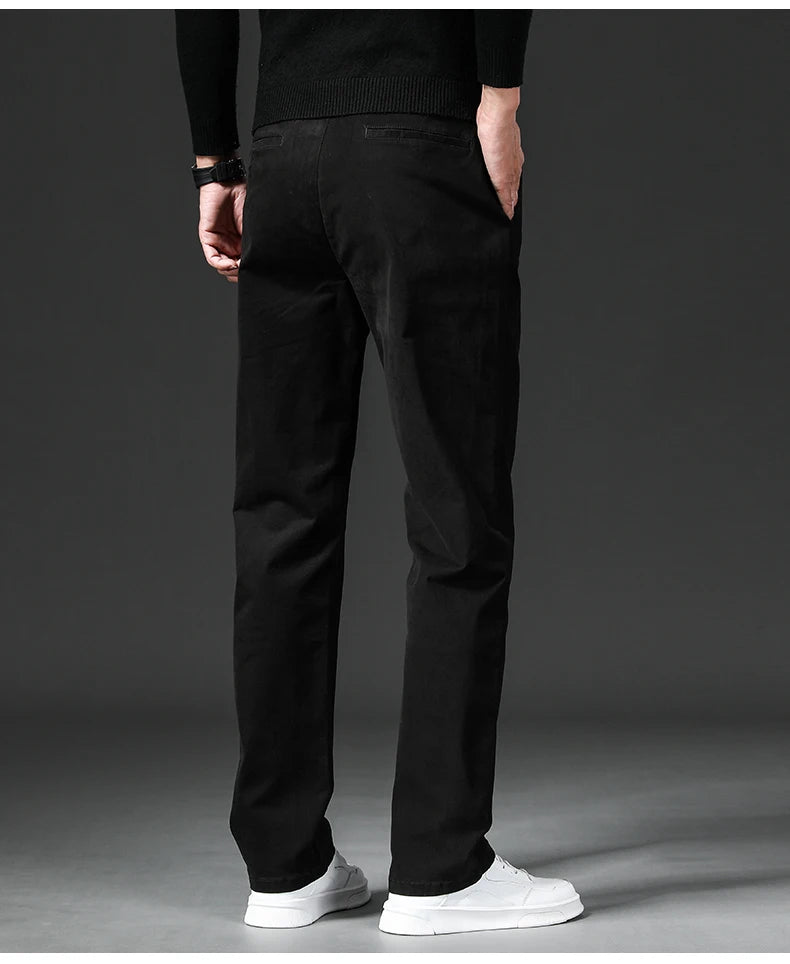 New in Spring Casual Pants Men Straight Fit Cotton Stretch Chino Trouser Male Formal Work Business Dress Khaki Fashion Regular.