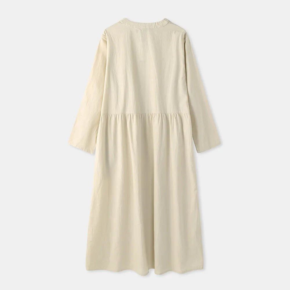 Women's Elegant Solid Cotton Robe Femme 2022 Spring Autumn Bohemian Maxi Dress ZANZEA Casual Long Sleeve Shirt Dresses Oversized.