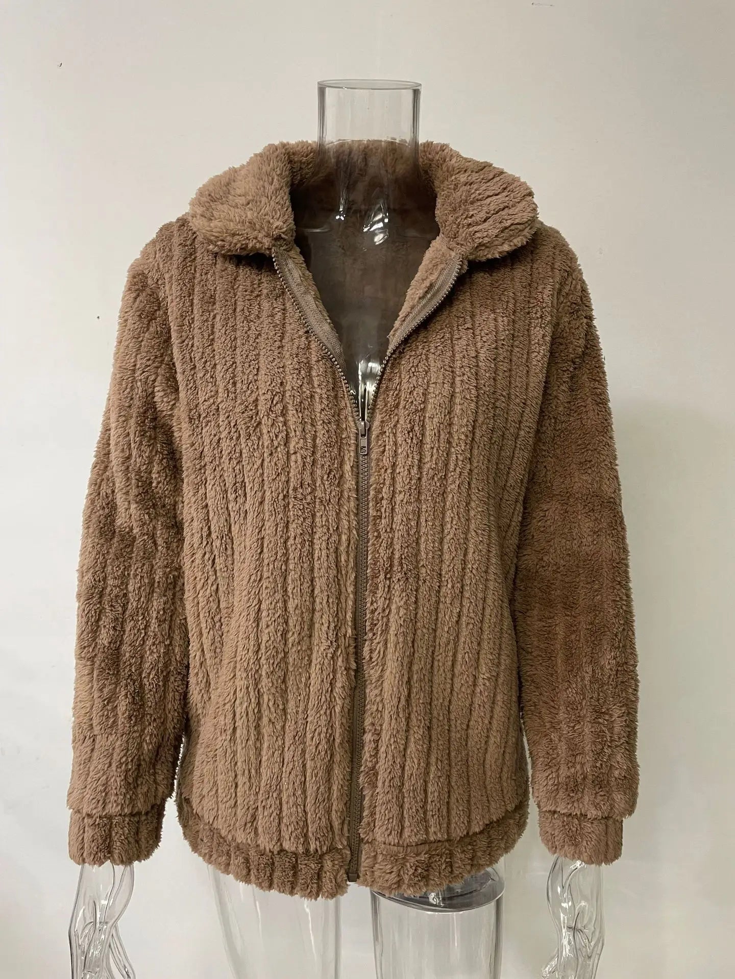 2025, Herbst und Winter, neue Mode, Damenpullover, Mäntel, Übergröße, Fleece-Strickjacke, kurzer Kragen, Tops, Damenbekleidung.