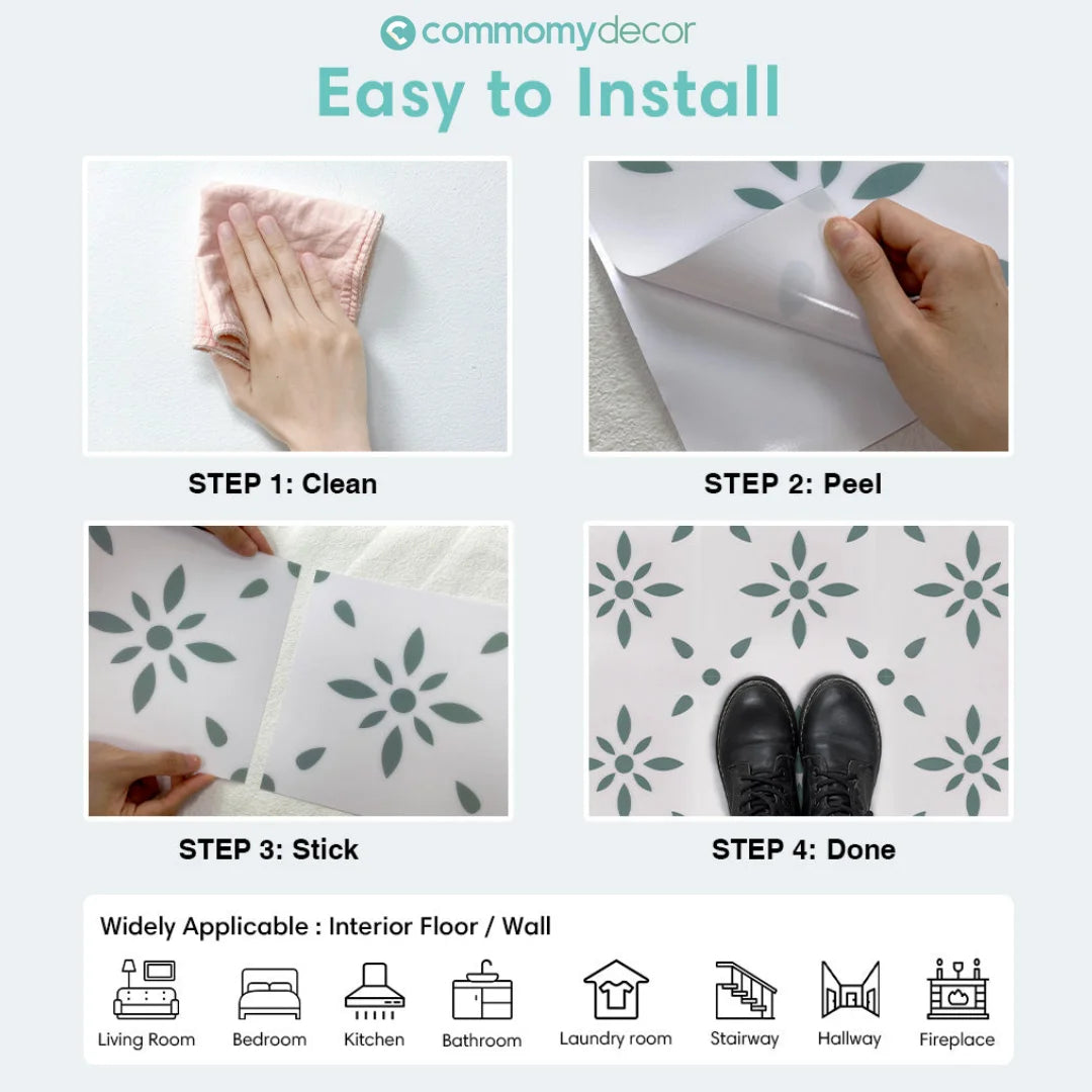 1pc/10pcs Floor Tile Sticker Self Adhesive Floor Sticker Vinyl Non-slip Floor Tile Sticker Wall Sticker Waterproof 20cm x 20cm