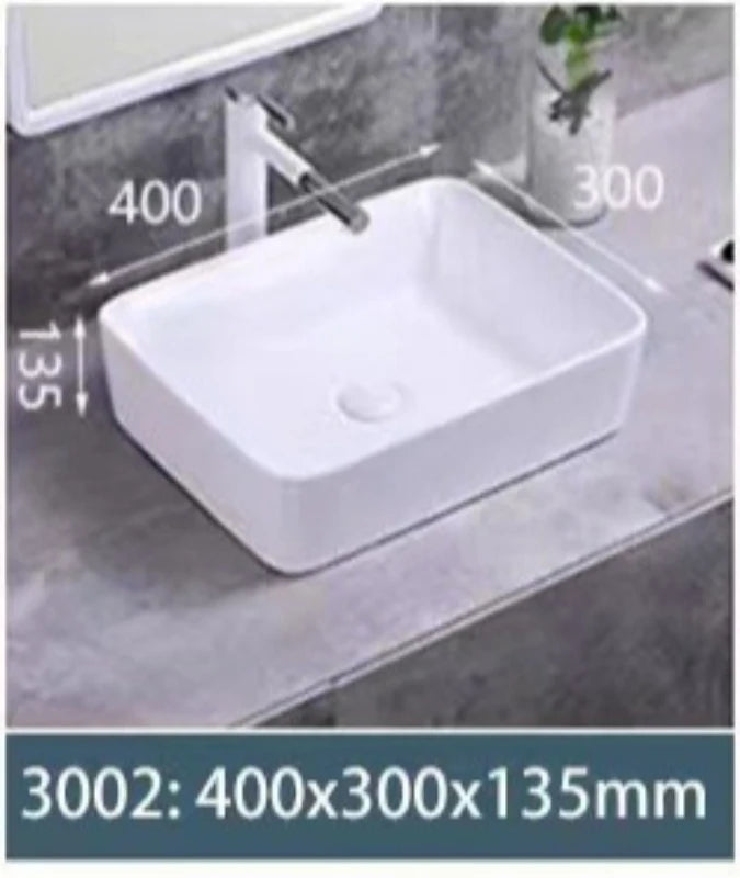 Hotel Commercial Square Weiß Keramik Aufsatzwaschbecken Waschtisch Waschtisch Porzellan Multi-Size für Badezimmer Balkon