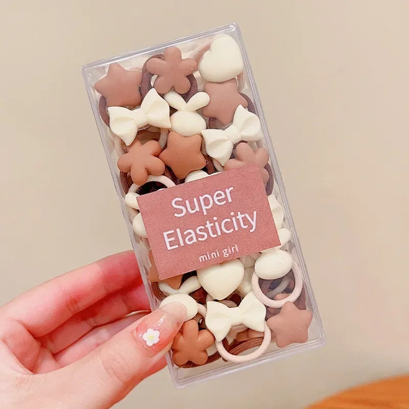 Coffee Color Children's Cute Cartoon Hair Rope Baby Thumb Loop Does Not Hurt Rubber Band Headwear Baby Tie Head  Small Pull.