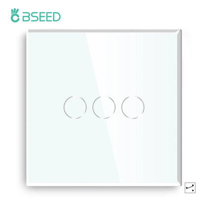 BSEED 1/2/3Gang Touch Licht Schalter Glas Panel 2Way Wand Schalter Led Ändern Schalter Blaue Hintergrundbeleuchtung EU Steckdosen USBC Port