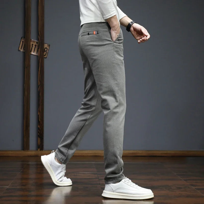 Autumn Winter New Men's Casual Pants Korean Fashion Stretch Straight Slim Fit Trousers High Quality Sweatpants Solid Color Male.