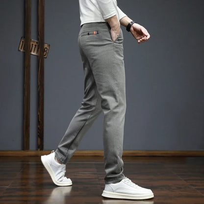 Autumn Winter New Men's Casual Pants Korean Fashion Stretch Straight Slim Fit Trousers High Quality Sweatpants Solid Color Male.