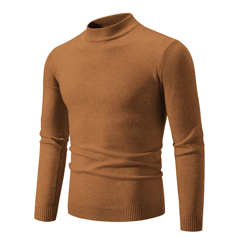 New Autumn Winter Designer Fashion Half Turtleneck Knitted Sweater High Quality Mens Casual Solid Color Warm Women Sweaters