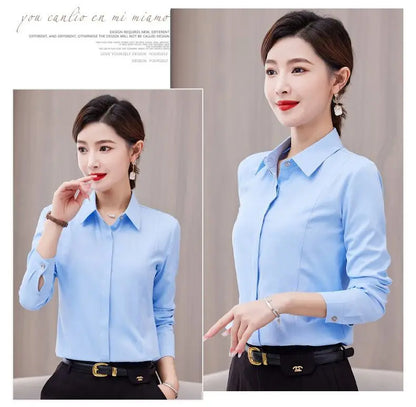 White Shirt Long-sleeved Slim Shirt Korean Style Professional Work Clothes Work Clothes
