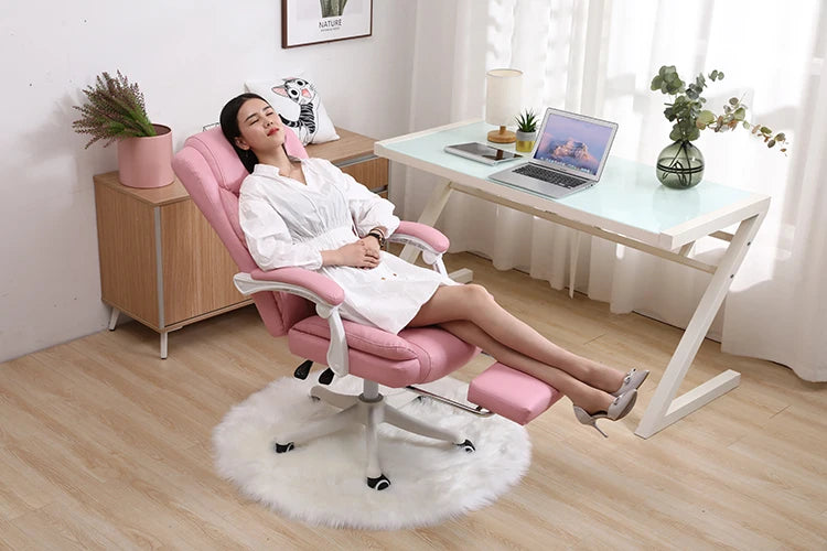 Elektrischer bequemer Bürostuhl, rosa, für Mädchen und Erwachsene, günstiger Liegestuhl, ergonomischer Sessel, Cadeira De Escritorio-Möbel