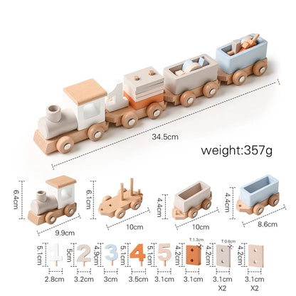 Wooden Train Birthday Toy  Montessori Toys Baby Educational Toys  Wooden Trolley  Baby Learning Toys  Number Of Wood Baby's Toys.
