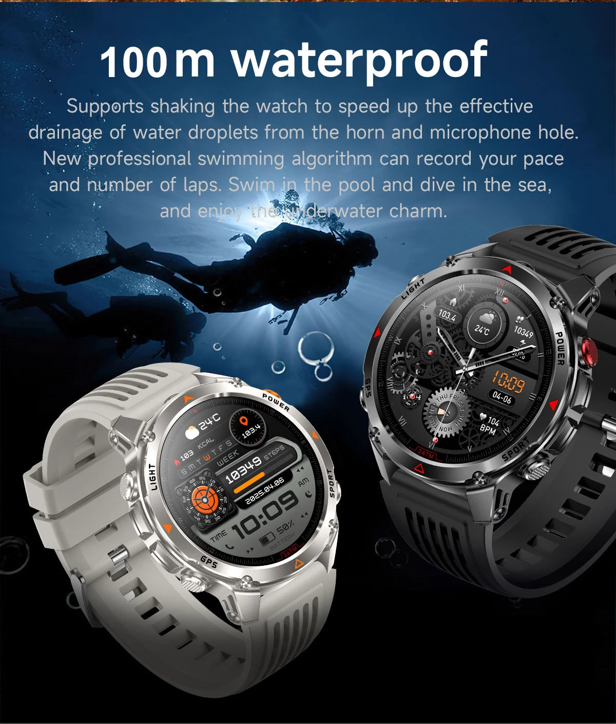 2025 New Military T-Rex 3 GPS Sports SmartWatch Compass Altimeter IP69K Waterproof Battery Call heart rate Fitness Bracelet Men.