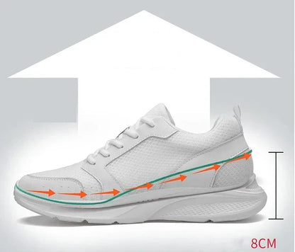 Männer Aufzug Schuhe Höhe Erhöhen Turnschuhe Schuhe für Männer 10 cm Sport Casual Schuhe Unsichtbare Innere Erhöhung 8 cm Weiße Schuhe.