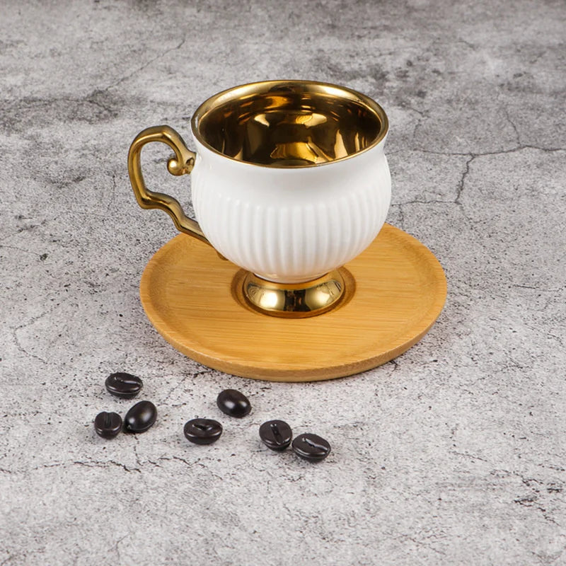 2pcs/set Turkish Coffee Cups Set Of 2 Ceramics Cup Of Coffee Creative Gifts Relief Teacup And Saucer Set Retro 90ml Gobelet.