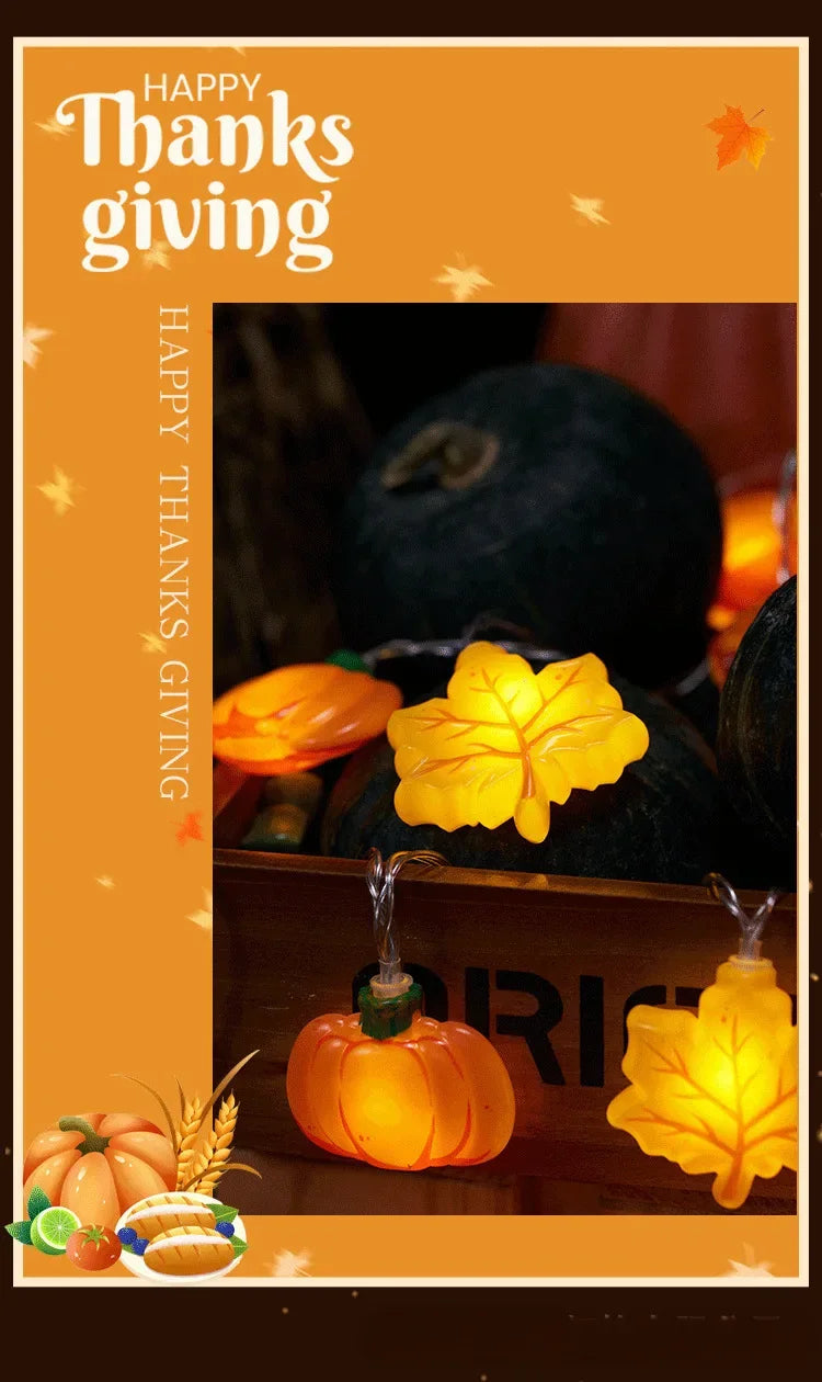 1,5/3 m Halloween LED Kürbis Lichterkette Mutter Ahornblatt Lampe Hause Weihnachten Party Dekoration Hängen Lichter Thanksgiving geschenke.