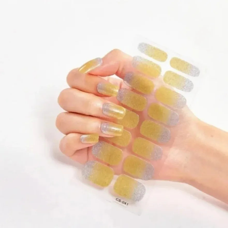 Glitter Gradient Full Cover Nail Art Stickers Fashion Silver Purple Nail Polish Strips DIY Waterproof Nail Foil Sticker Manicur