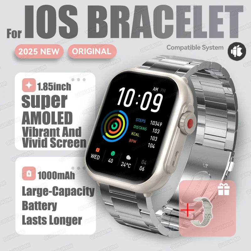 2025New For XIAOMI IOS Watch Ultra2 Smart Watches Women 1000mAh 1.85" AMOLED Full Touch Screen BT Call Ladies Fashion Smartwatch