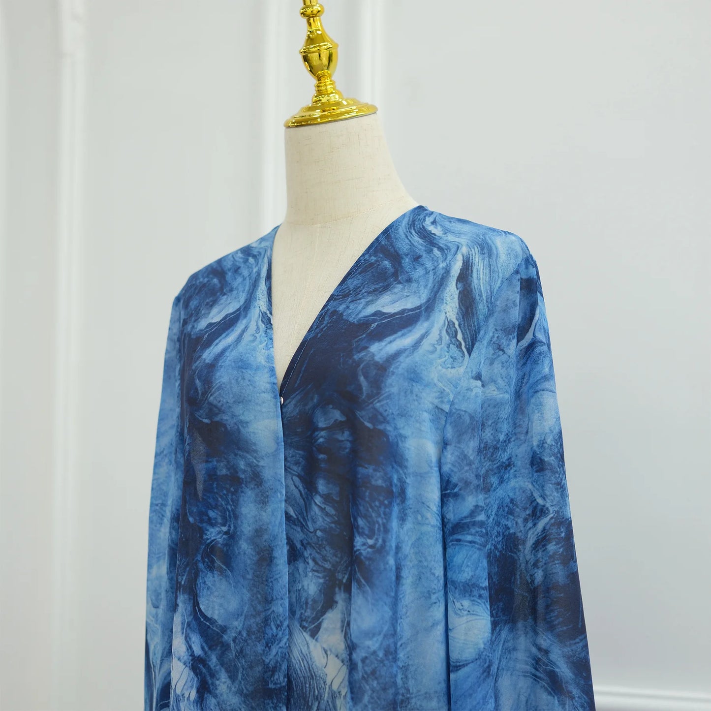 Uni Abaya Dubai 2025 Marble Print Hijab Abaya 2 Piece Set Chiffon Summer Modest Dresses Open Abaya Islamic Clothing