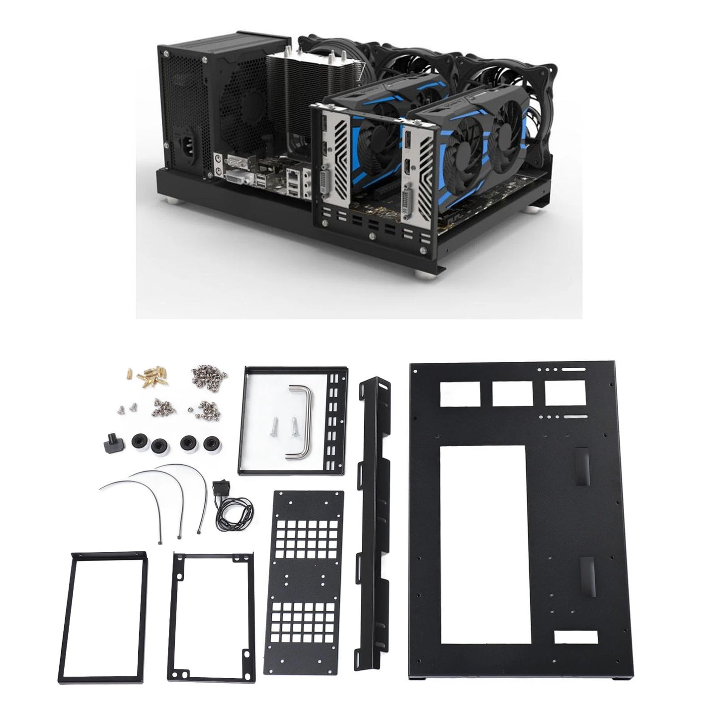Computer Open Case Bracket Powerful Cooling Heat Dissipation Steel Plate DIY Computer Motherboard Case Rack for ATX M ATX ITX.