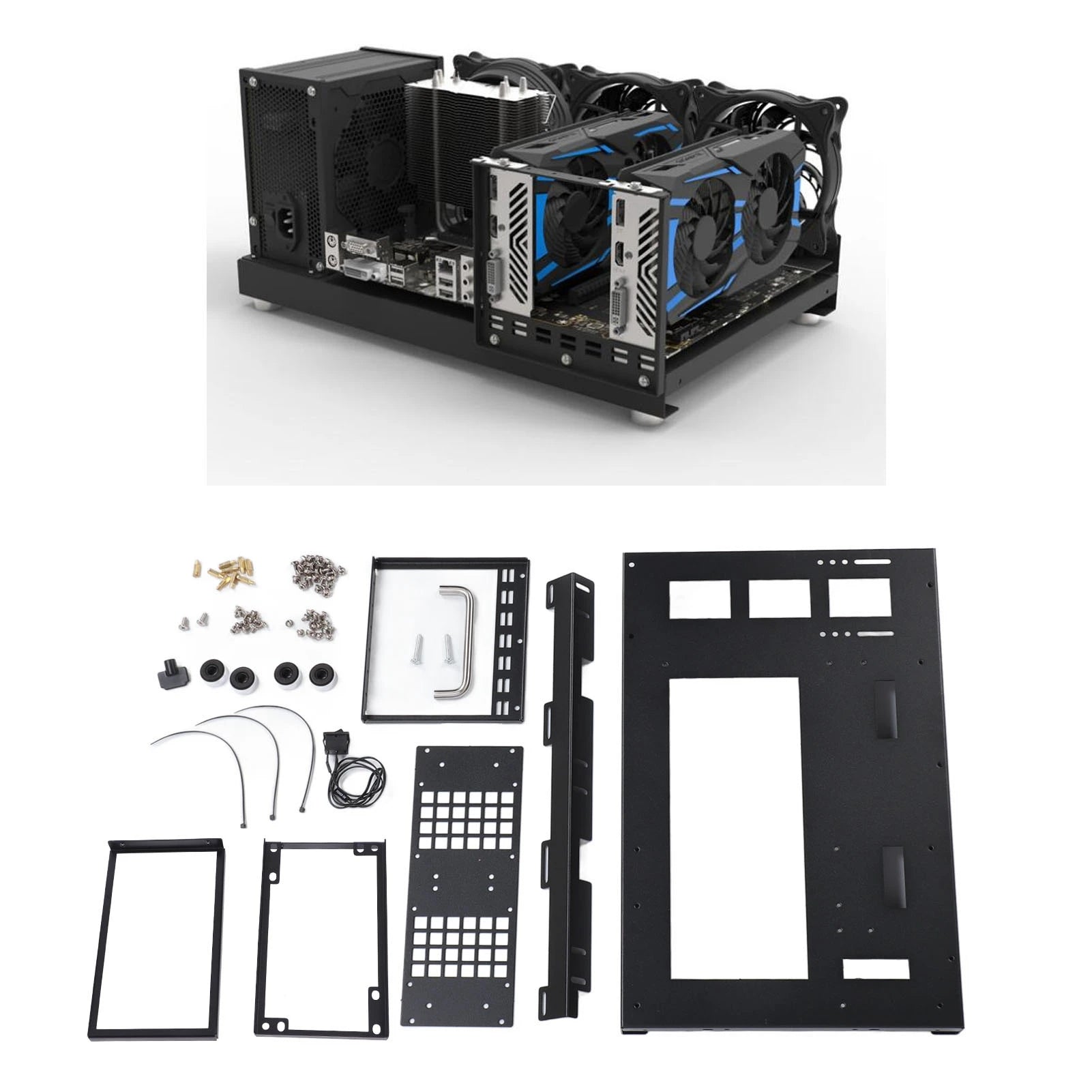 Computer Open Case Bracket Powerful Cooling Heat Dissipation Steel Plate DIY Computer Motherboard Case Rack for ATX M ATX ITX.