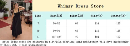 Schwarzes A-Linien-Langkleid für Damen, elegant, quadratischer Ausschnitt, plissiert, ärmellos, Sling-Maxikleider, 2025, Sommer-Dame, Urlaub, Party, Roben.